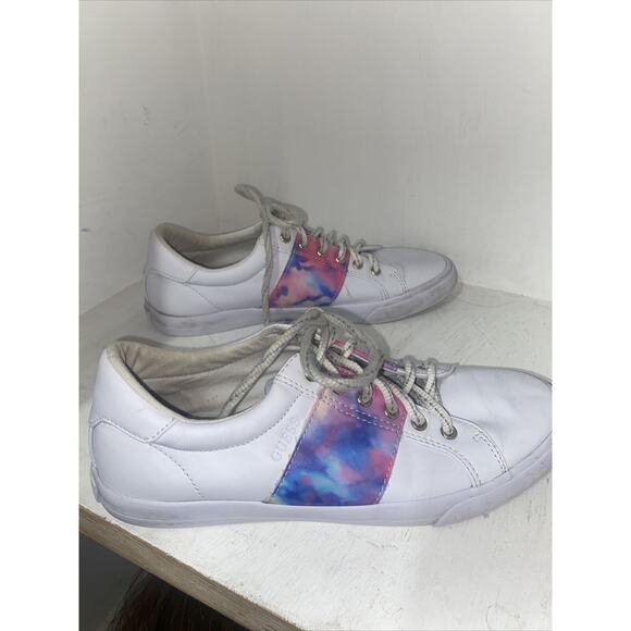 Women’s GUESS White & Multicolor Tie Dye Sneakers Sz 8 - Picture 6 of 7